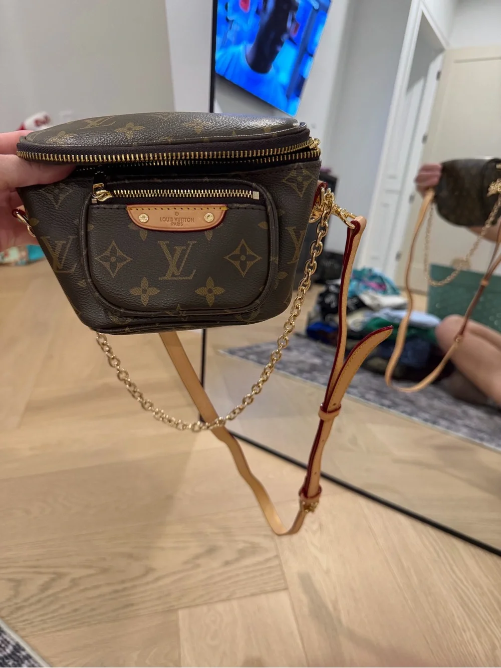 Designer Inspired Brown Monogram Crossbody Bag